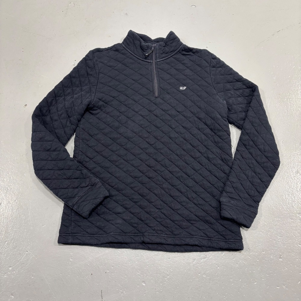 Vineyard Vines Mens Navy Blue Quilted Quarter Zip Pullover Sweatshirt Size M